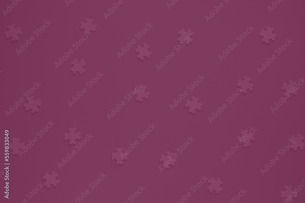 Flat blank wooden puzzles on red background view from above. Festive background for a congratulatory inscription. New Year, Christmas, Valentine, Birthday. Blurred background Flat blank wooden puzzles on red background view from above. Festive background for a congratulatory inscription. New Year, Christmas, Valentine, Birthday. Blurred background
