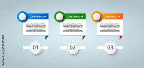 Business Infographic. Modern infographic template. Abstract diagram with 3 steps, options, parts or processes. Vector business template for presentation. Creative concept for infographic