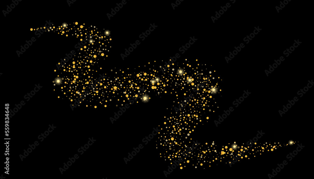Gold glitter confetti on a black background. Shiny particles scattered, sand. Decorative element. Luxury background for your design, cards, invitations, vector Gold glitter confetti on a black background. Shiny particles scattered, sand. Decorative element. Luxury background for your design, cards, invitations, vector