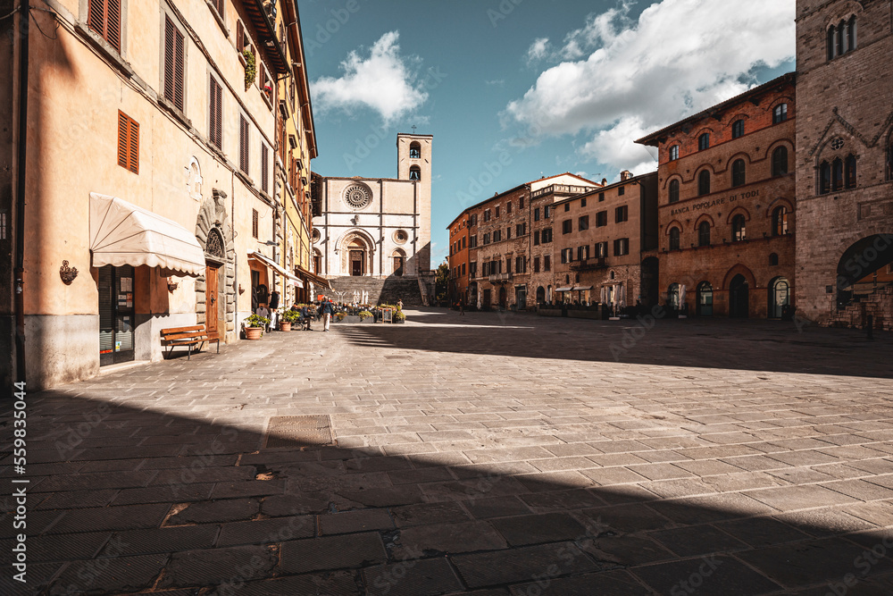 square in the town of todi in umbria, italy