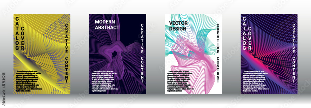 A set of modern abstract covers with abstract gradient linear waves.