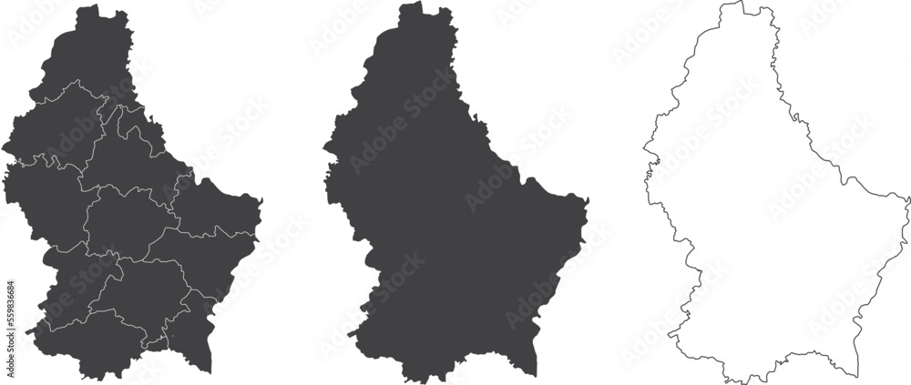 set of 3 maps of Luxembourg - vector illustrations set of 3 maps of Luxembourg - vector illustrations