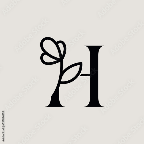 Fototapeta Naklejka Na Ścianę i Meble -  beautiful fashion beauty logo letter h
