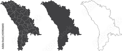 set of 3 maps of Moldova - vector illustrations