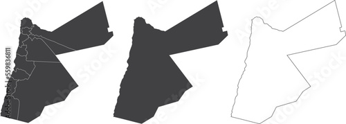 set of 3 maps of Jordan - vector illustrations