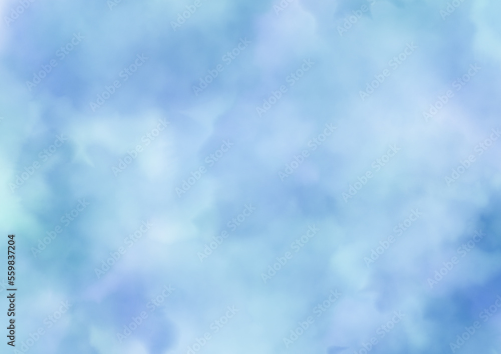 Obraz premium 水彩風のきれいな青いふわふわした背景素材