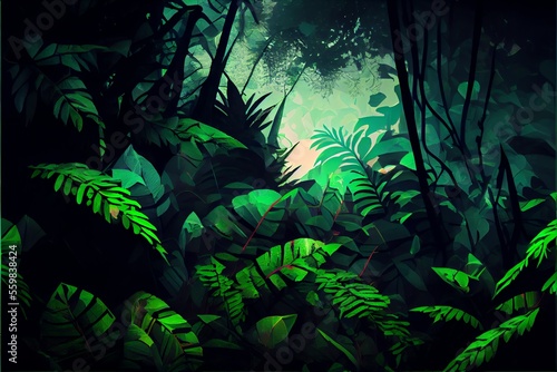 Rain Forest Background. Image created with Generative AI technology.