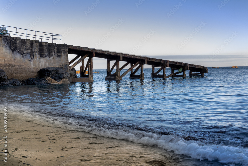 pier on the beach, sea, ocean, blue water, old pier