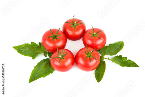 Ripe tomatoes isolated on white background.