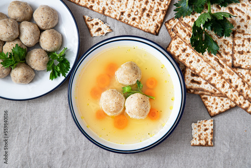 Delicious  Matzo ball soup, Jewish traditional cuisine