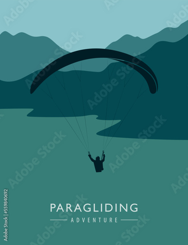 paragliding adventure paraglider silhouette on mountain and see landscape
