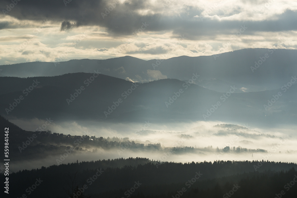 Cloudy morning in Beskid Mały