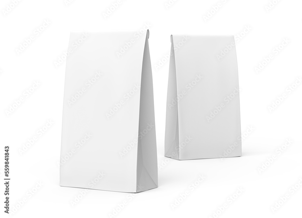 Paper Bakery Food Bag Blank Image Isolated on White Background