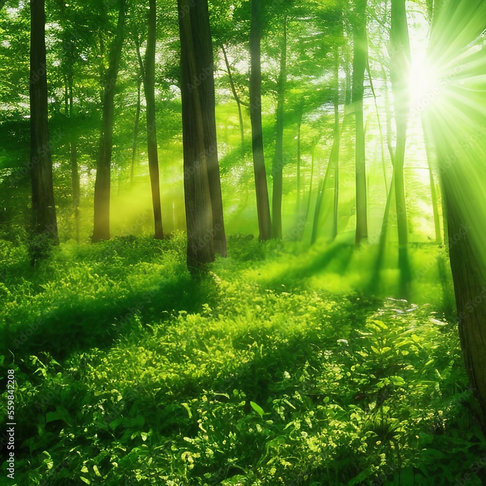 Fototapeta premium sun rays in the forest