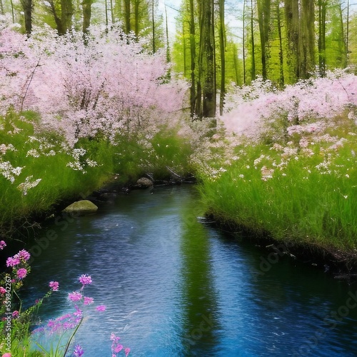 pond with flowers