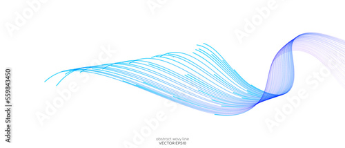 Vector wave lines smooth flowing dynamic blue purple pink gradient isolated on white background for concept of technology, digital, communication, science, music