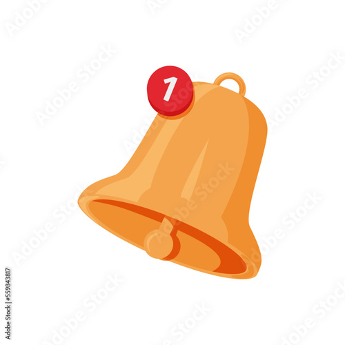 Bell Notification popup, number of unopened or unread new notifications, concept illustration, flat design, vector.
