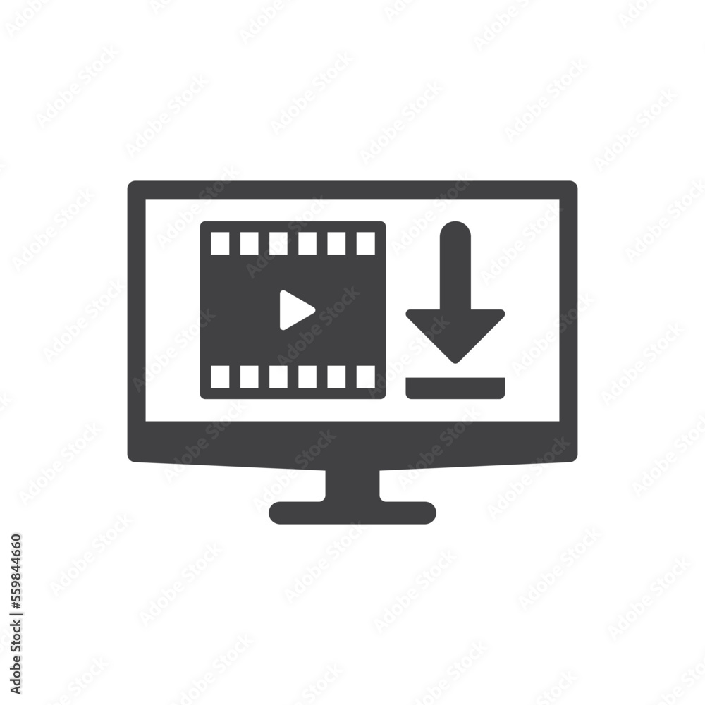 Video Download With Computer Icon Video Download With Computer Icon