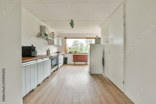 Wallpaper Mural Contemporary kitchen interior with coffee machine under cupboards Torontodigital.ca