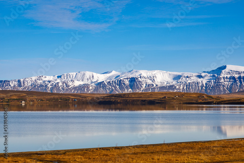 Autumn nature at Lake Vesturhopsvatn  North Iceland