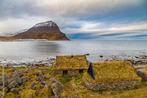 The landscape around the fjord Isafjardardjup in North Iceland photo