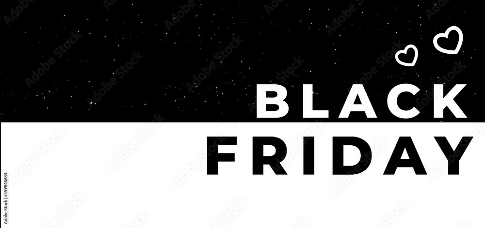 Black Friday Sale. Banner, poster, logo black and white on dark background.
