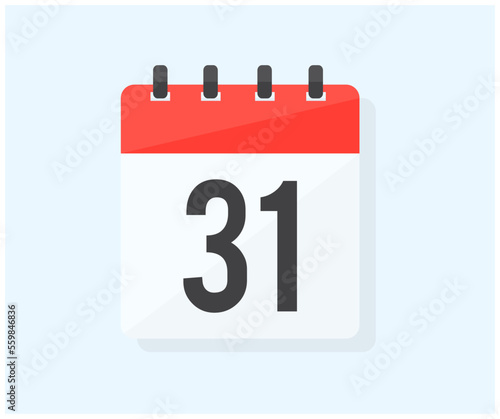 The thirty first day of the month with date 31, day thirty one logo design. Calendar icon flat day 31. Event schedule date. Meeting appointment time vector design and illustration.
