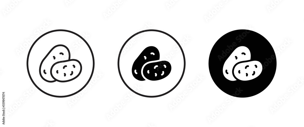 Potato icon. Vegetable food sign. Diet nutrition symbol. Potatoes Fastfood icon logo illustration, editable stroke, flat design style isolated on white