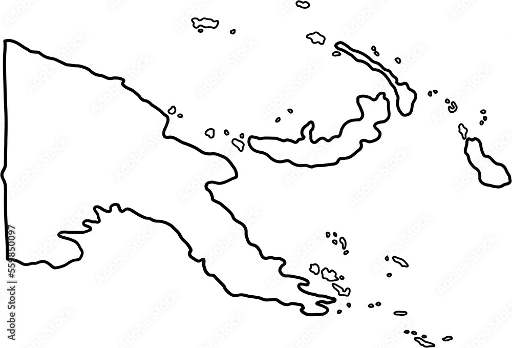 doodle freehand drawing of papua new guinea map.