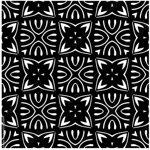 Vector pattern in geometric ornamental style. Black and white color.Seamless pattern.