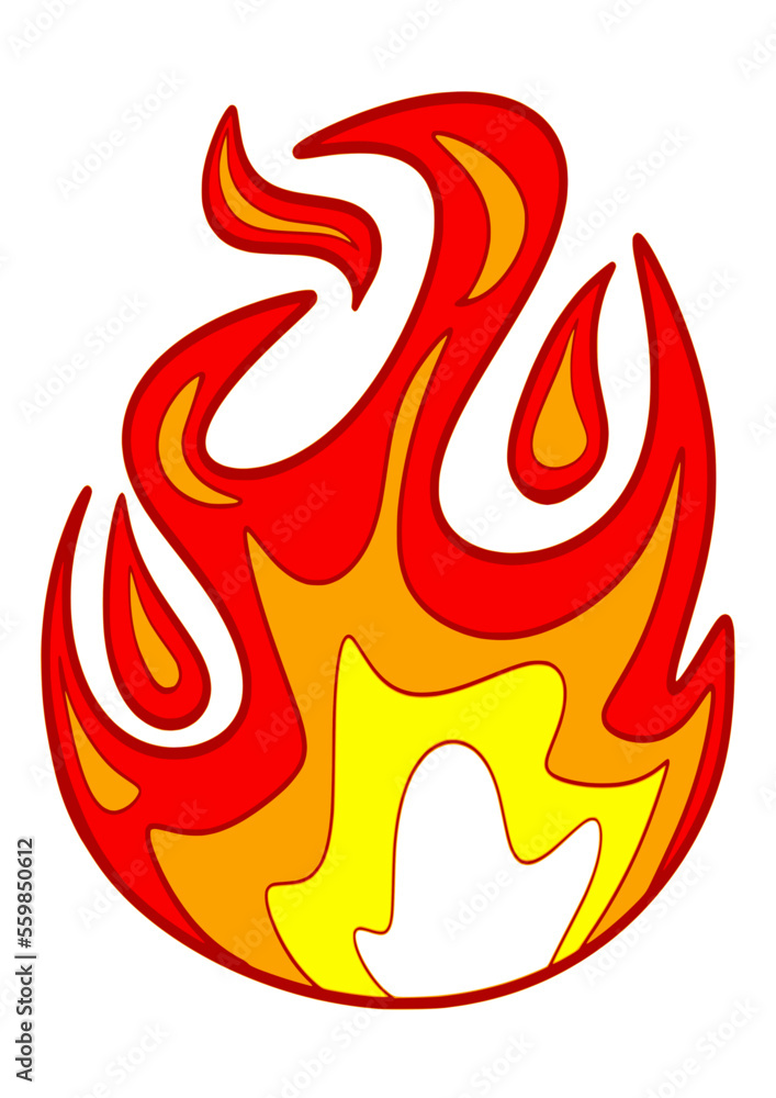 Hand-drawn on a white background, isolated small flame. Fire is painted. Hand-drawn on a white background, isolated small flame. Fire is painted.