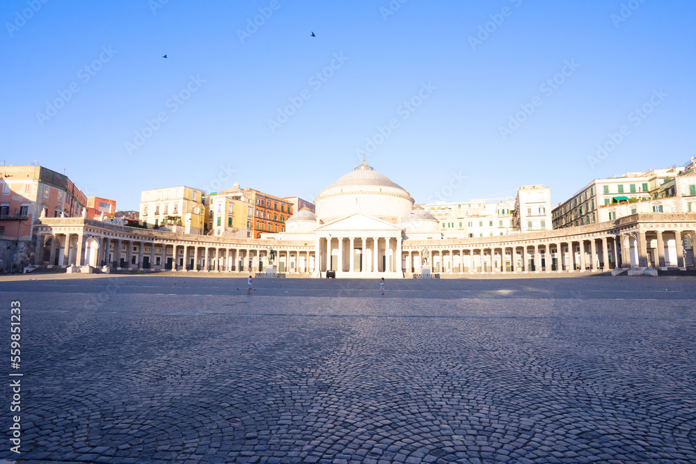 View of Piazza del Plebiscito square, Naples Italy