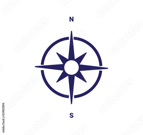 Compass navigation vector icon design. Wind rose compass design.