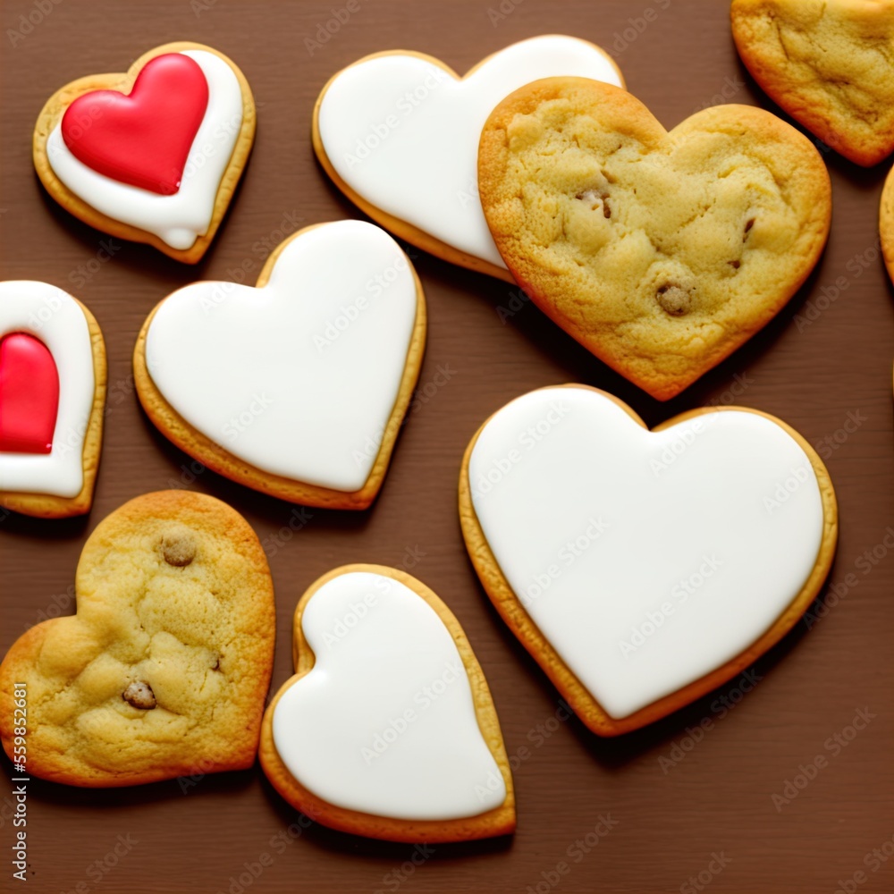 Obraz premium Heart shaped cookies. Perfect for articles on love of food, Valentines Day etc.