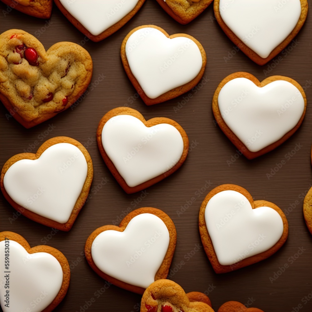 Obraz premium Heart shaped cookies. Perfect for articles on love of food, Valentines Day etc. 