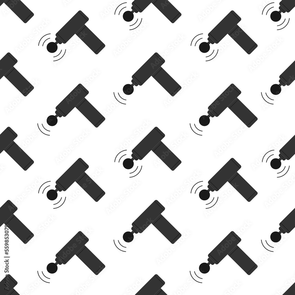 Seamless pattern with massage guns on white background. Percussion massager vector flat illustration Seamless pattern with massage guns on white background. Percussion massager vector flat illustration