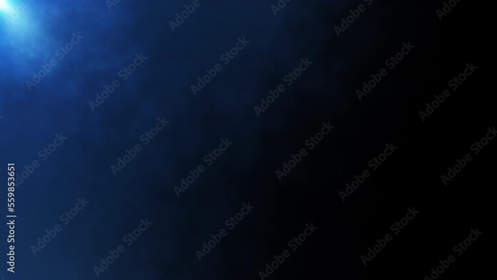 Loop top left blue flare light smoke cloud moving effect abstract on dark blue abstract background. 4K 3D abstract light motion titles cinematic background. Loop top left blue flare light smoke cloud moving effect abstract on dark blue abstract background. 4K 3D abstract light motion titles cinematic background.