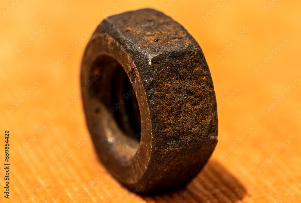Old rusty screw nut macro close up shot black and white Old rusty screw nut macro close up shot black and white
