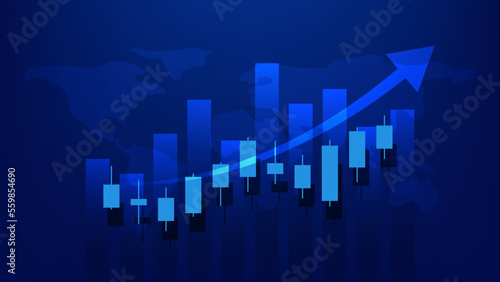 Economy and finance background concept. financial business statistics stock market candlesticks and bar chart