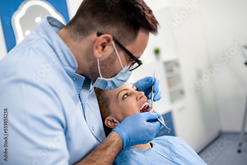 Woman at dentist office