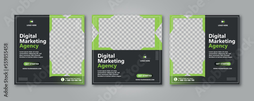 Digital marketing agency socal media post, premium vectors 