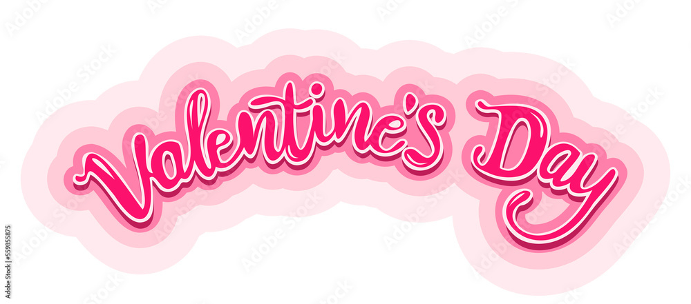 Vector emblem for Valentine's day. Logo for Valentine's day with hand drawing letters.
