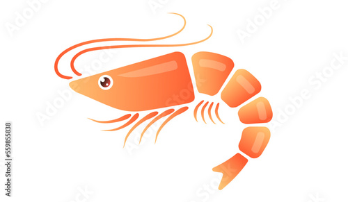 Vector illustration of shrimp in flat style.