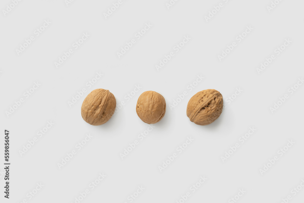 walnuts on a white background