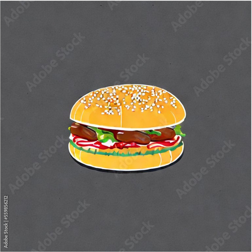 vector illustration cheeseburger and hotdogs with french fries with pastell background