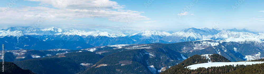 Beautiful winter mountain panorama (Rittner Horn, Italy)