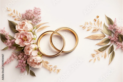 Two ring close together with colorful flowers, Time to the important question, propose at the valentines day, 14 February surprise Generative AI