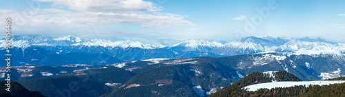 Beautiful winter mountain panorama (Rittner Horn, Italy) © wildman