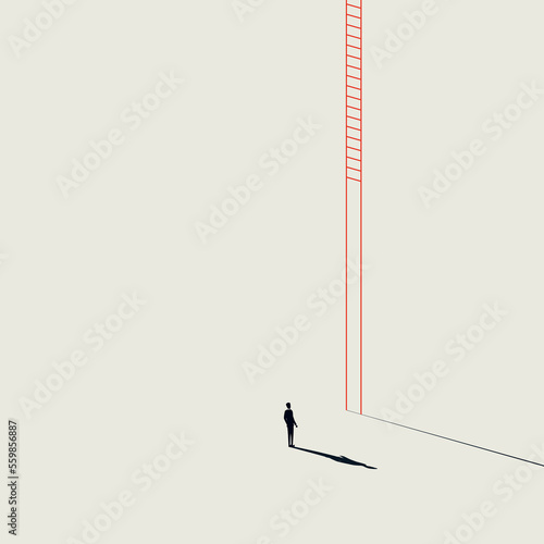 Business career challenge vector concept. Symbol of ambition, motivation and obstacle. Minimal illustration.
