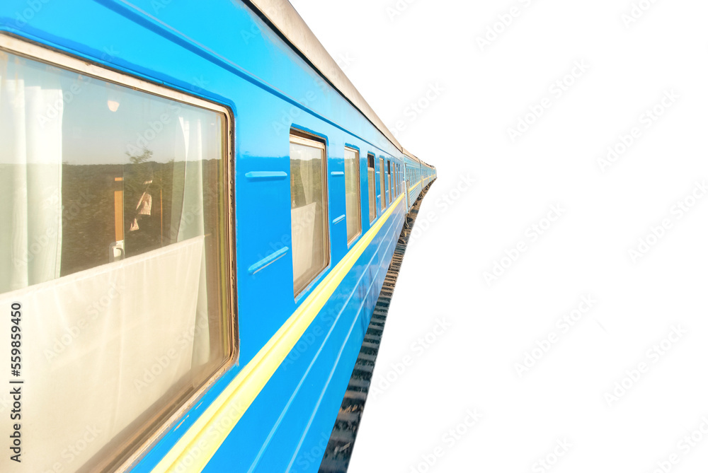 Train and blue wagon in PNG isolated on transparent background